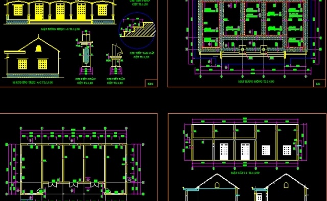 File thiết kế Bản vẽ autocad nhà cấp 4 rộng 7.8m x16.5m